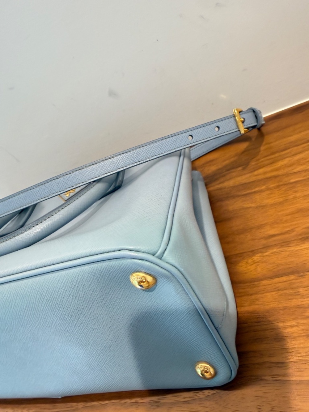 Prada Saffiano Small Galleria Double Zip Tote in Blue - Picture 13 of 15